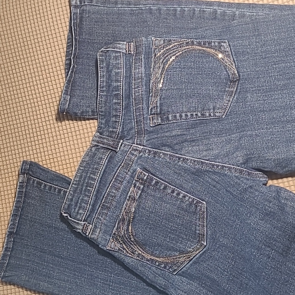 Lee Slender Secret Womens 4 denim blue jeans sparkly sequin bling low waist